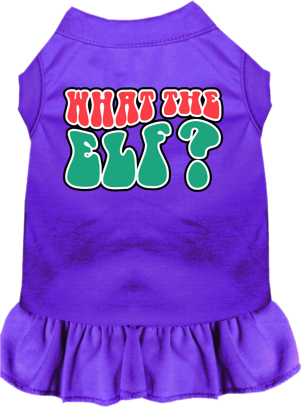 What the Elf Screen Print Dog Dress Purple Size XL